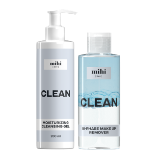 MIHI  Hydratační čisticí gel 200 ml + Dvoufázový odličovač make-upu 100 ml