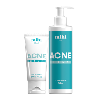 MIHI Set Acne Help čistící gel 200 ml + čistící pleťová maska 50 ml